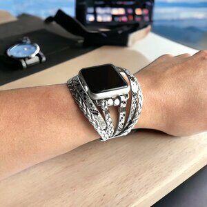 Snake Skin Vegan Leather Braided Layered Watch Bracelet for Apple Watch (NEW)